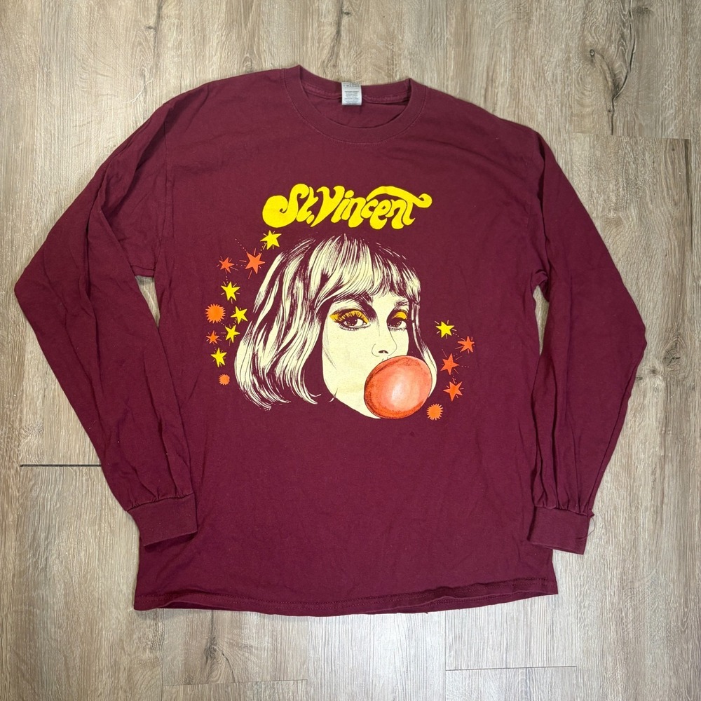 St. Vincent Daddy's Home Tour 2021 Long Sleeve Shirt Large Maroon Red‎ Gildan